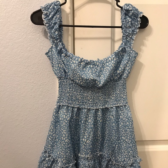 light blue animal print dress